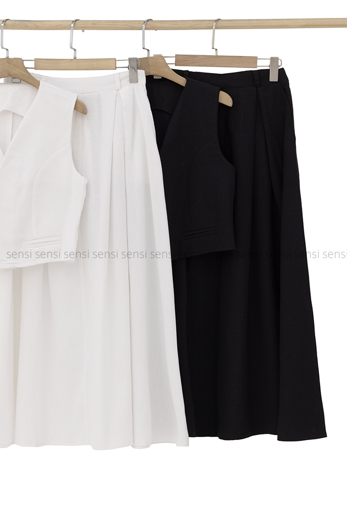 ست زنانه وست دامن لینن کد1006412